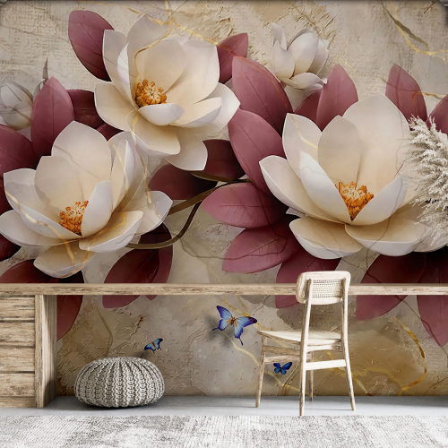 Papier peint panoramique - Fleurs 3D