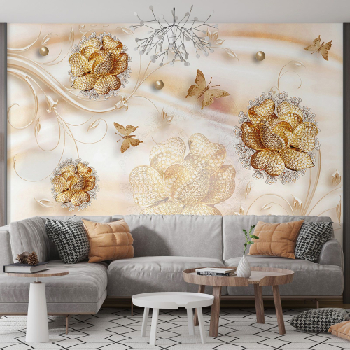 Papier peint panoramique - Fleurs 3D