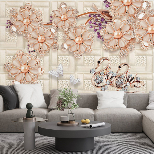Papier peint panoramique - Fleurs 3D