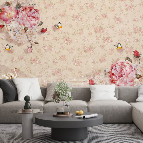 Papier peint panoramique - Fleurs 3D
