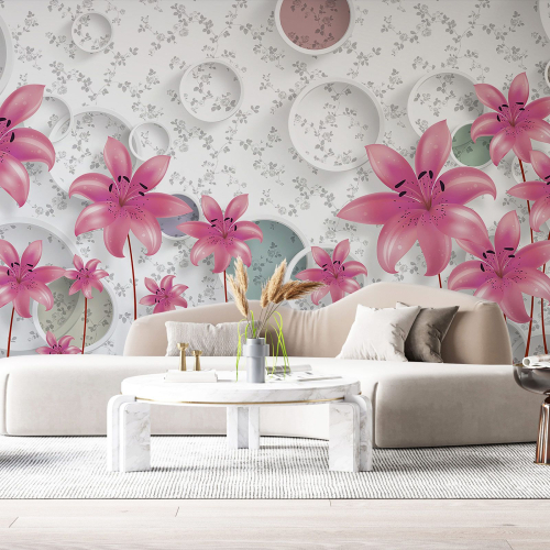 Papier peint panoramique - Fleurs 3D
