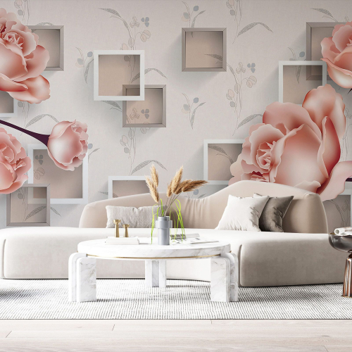 Papier peint panoramique - Fleurs 3D