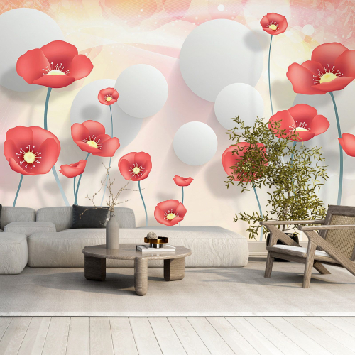 Papier peint panoramique - Fleurs 3D