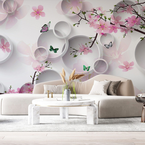 Papier peint panoramique - Fleurs 3D