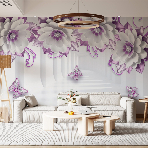 Papier peint panoramique - Fleurs 3D