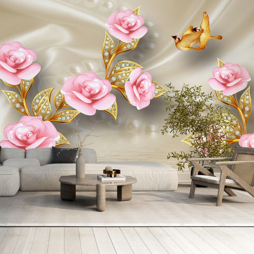 Papier peint panoramique - Fleurs 3D