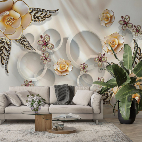 Papier peint panoramique - Fleurs 3D