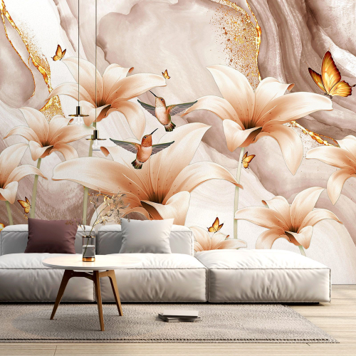 Papier peint panoramique - Fleurs 3D