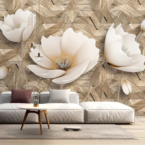 Papier peint panoramique - Fleurs 3D