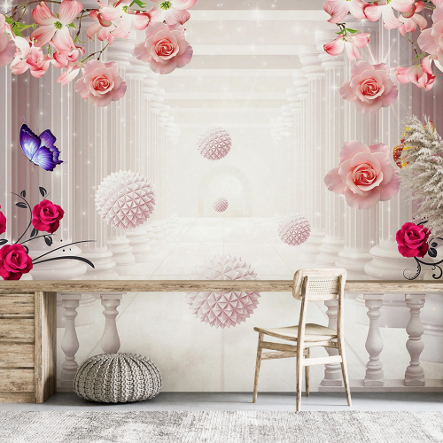 Papier peint panoramique - Fleurs Design 3D