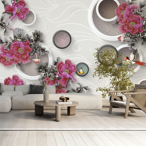 Papier peint panoramique - Fleurs Design 3D