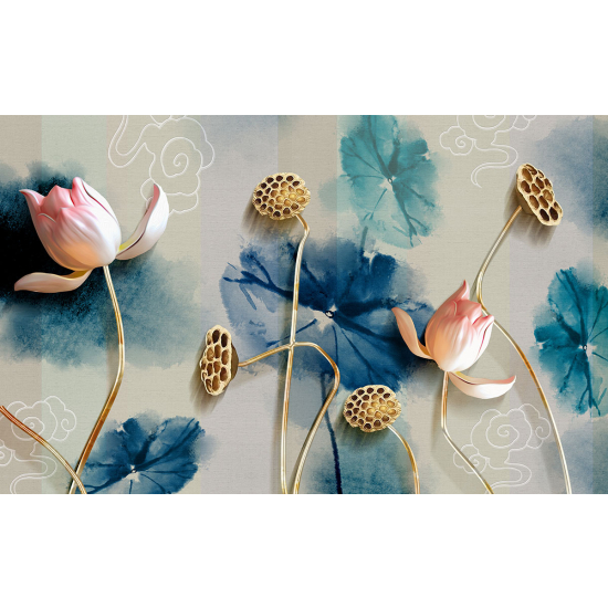 Papier peint panoramique - Fleurs Effet  3D