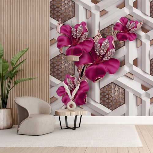 Papier peint panoramique - Fleurs Effet 3D