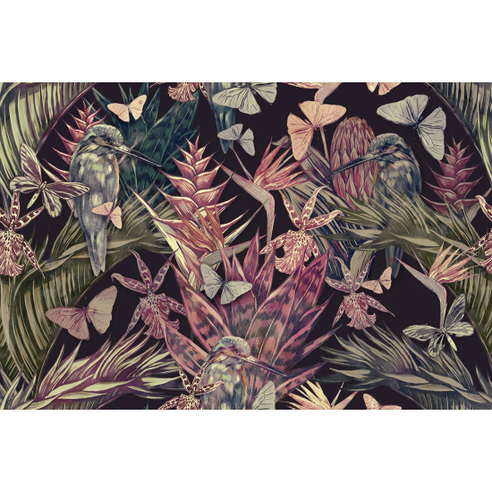 Papier peint panoramique - Fleurs Oiseaux