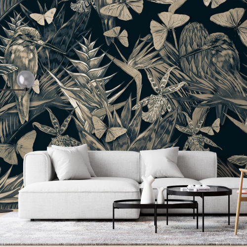 Papier peint panoramique - Fleurs Oiseaux
