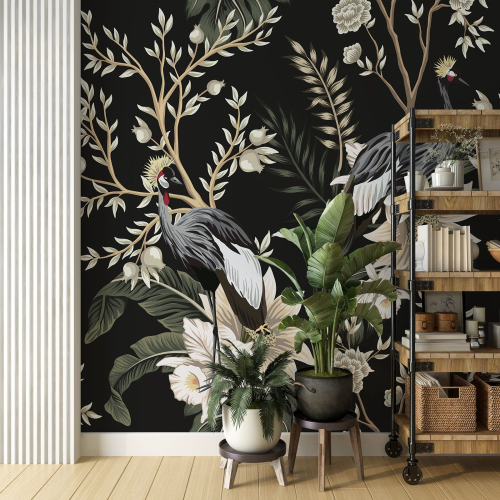 Papier peint panoramique - Fleurs Oiseaux