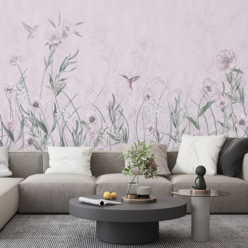 Papier peint panoramique - Fleurs Oiseaux