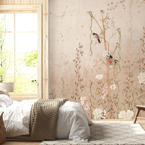 Papier peint panoramique - Fleurs Oiseaux
