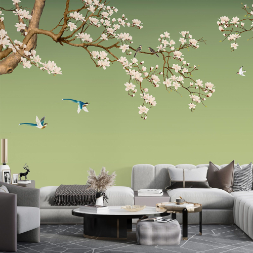 Papier peint panoramique - Fleurs Oiseaux