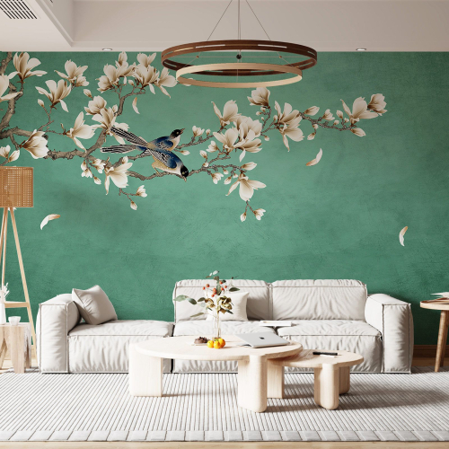 Papier peint panoramique - Fleurs Oiseaux