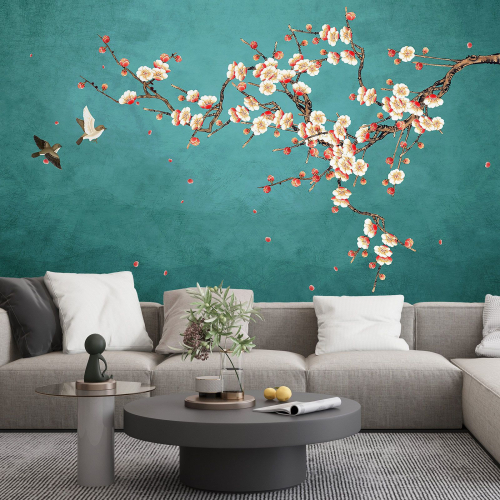 Papier peint panoramique - Fleurs Oiseaux