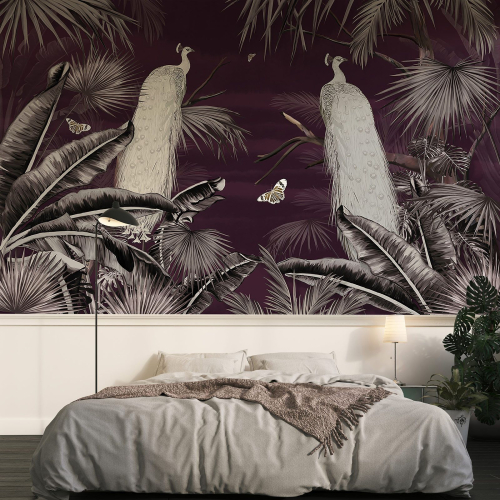 Papier peint panoramique - Fleurs Oiseaux