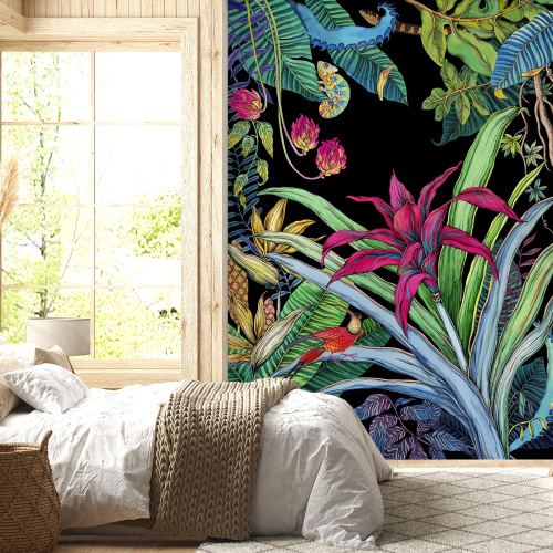 Papier peint panoramique - Fleurs Oiseaux