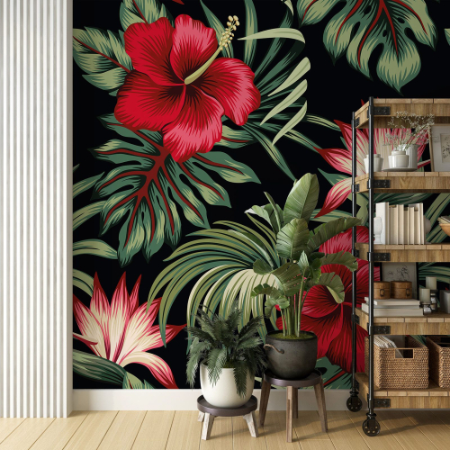 Papier peint panoramique - Fleurs tropicales