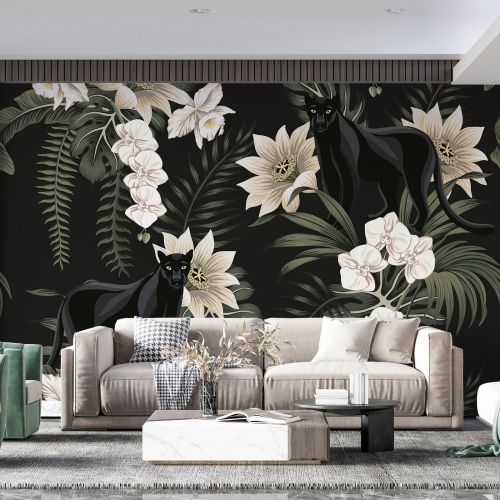 Papier peint panoramique - Fleurs tropicales