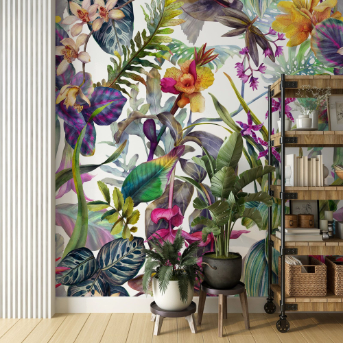 Papier peint panoramique - Fleurs tropicales