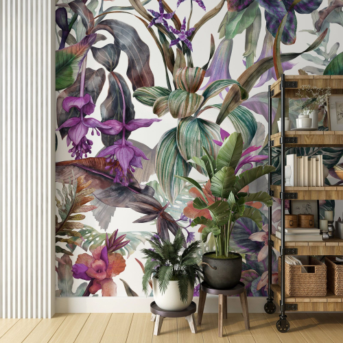 Papier peint panoramique - Fleurs tropicales