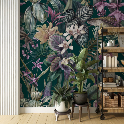 Papier peint panoramique - Fleurs tropicales