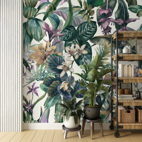 Papier peint panoramique - Fleurs tropicales
