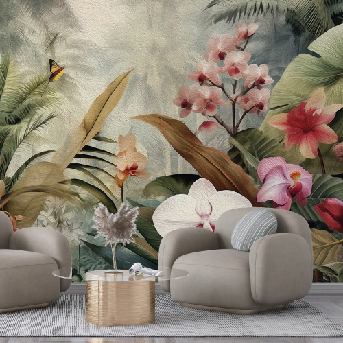 Papier peint panoramique - Fleurs Tropicales