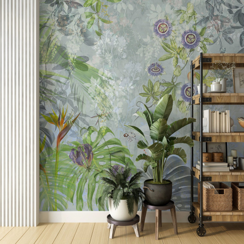 Papier peint panoramique - Fleurs tropicales