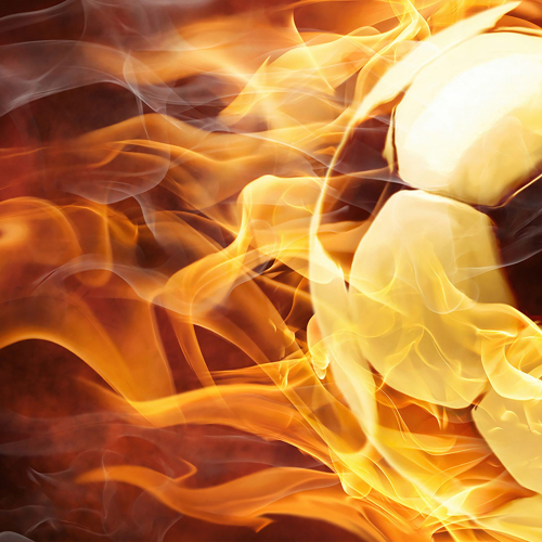 Papier peint panoramique Foot / Football - Ballon de foot en feu