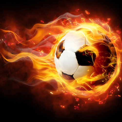 Papier peint panoramique Foot / Football - Ballon de foot en feu