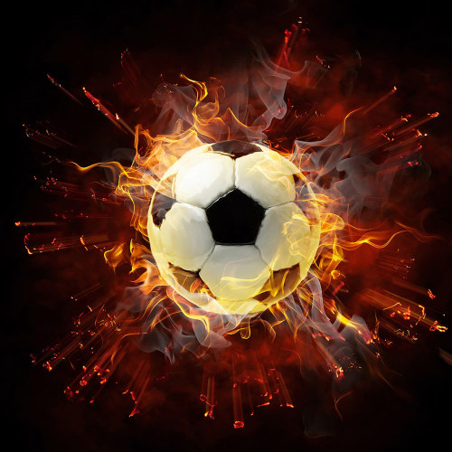 Papier peint panoramique Foot / Football - Ballon de foot en feu