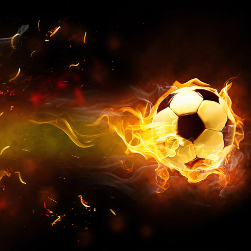 Papier peint panoramique Foot / Football - Ballon de foot en feu