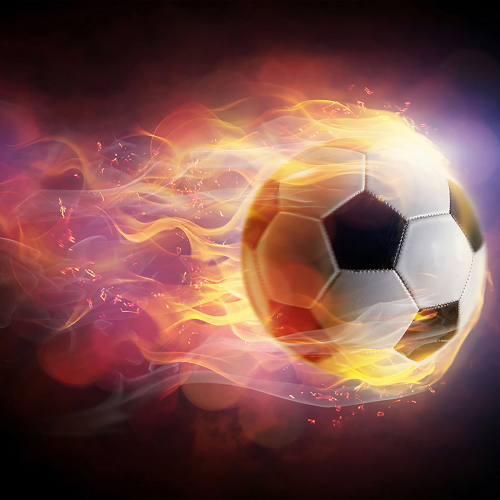 Papier peint panoramique Foot / Football - Ballon de foot en feu