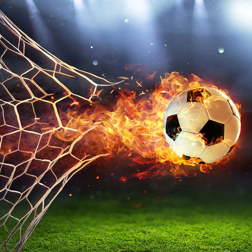 Papier peint panoramique Foot / Football - Ballon de foot en feu