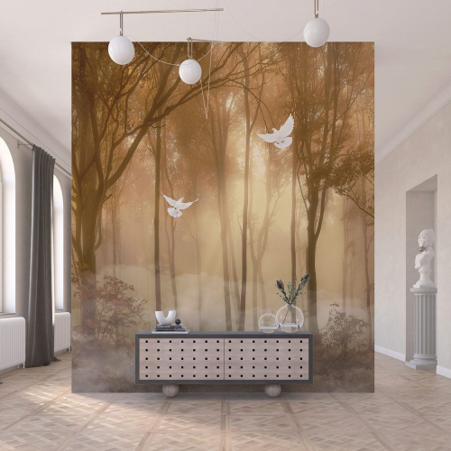 Papier peint panoramique - Forêt Oiseaux