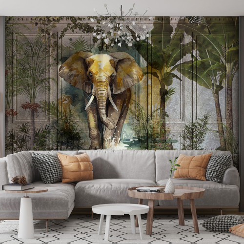 Papier peint panoramique - Forêt Tropicale Éléphant