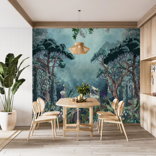 Papier peint panoramique - Forêt Tropicale Oiseau