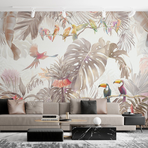 Papier peint panoramique - Forêt tropicale Oiseaux