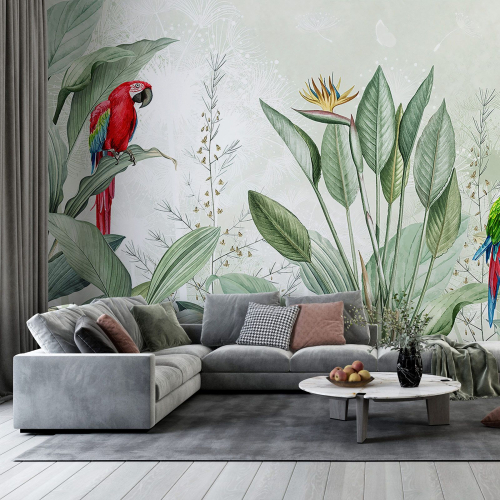 Papier peint panoramique - Forêt Tropicale Oiseaux