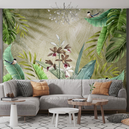 Papier peint panoramique - Forêt Tropicale Oiseaux