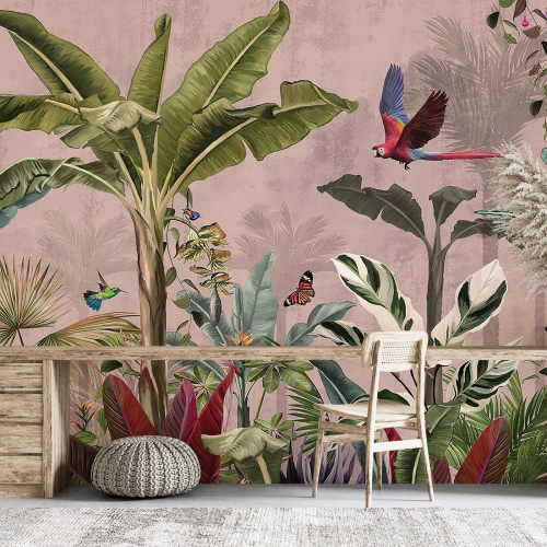 Papier peint panoramique - Forêt Tropicale Oiseaux