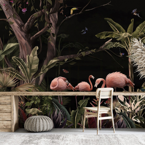 Papier peint panoramique - Forêt Tropicale Oiseaux