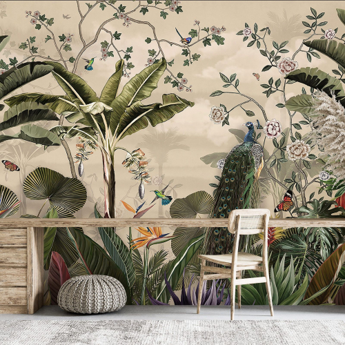 Papier peint panoramique - Forêt Tropicale Oiseaux